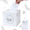 WTEMPO Festive Party Gift Boxes with Cards Writable and Graffiable White Wedding/Bridal Shower/Proposal Cards Boxes, DIY Foldable Universal Vote Boxes