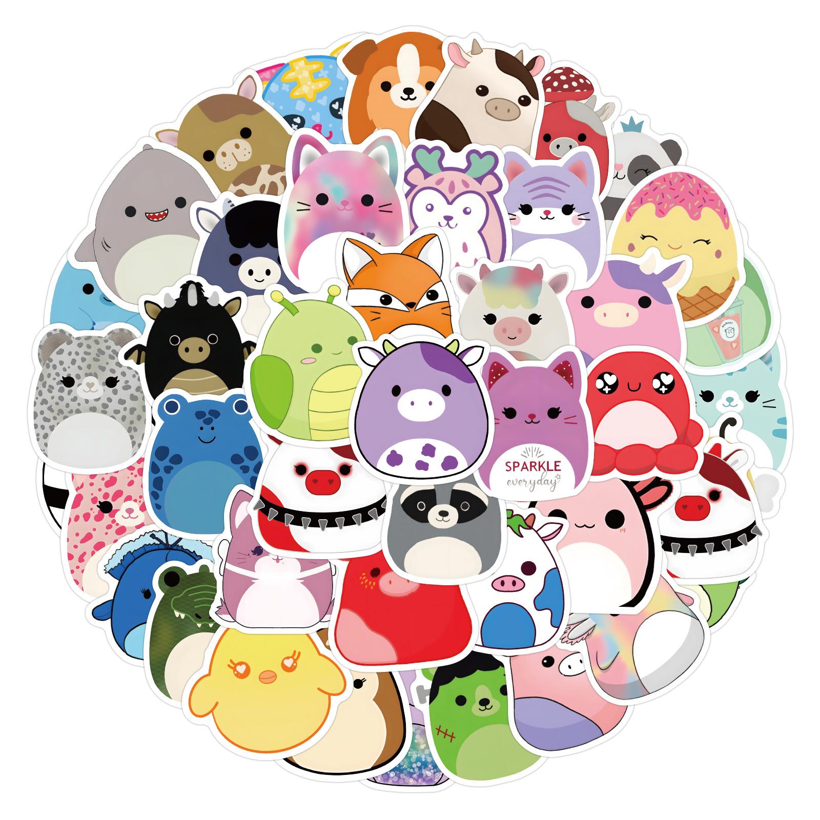 

60 New Cartoon Round Animal Ins Style Graffiti Stickers Helmet Mobile Suitcase Stickers