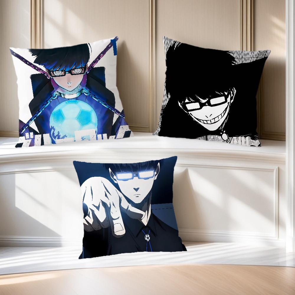 Cool Comic Anime B-bule J-Jinpachi L-lock Ego Comfortable Soft Pillow Case for Sofa Living Room Home Decor Protective Covers