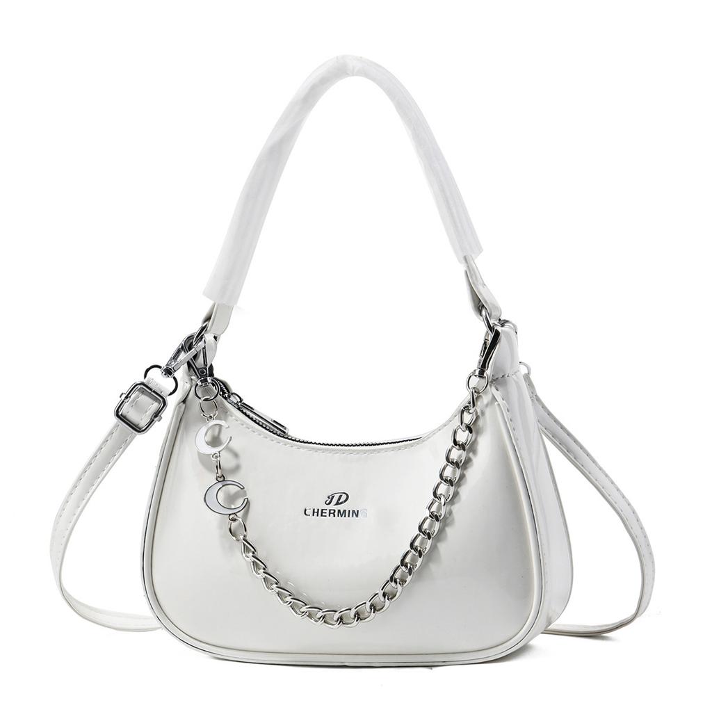 2026 New Glossy Patent Leather Crescent Armpit Bag