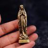 Brass Virgin Mary Figurines Portable Mini Vintage Style Religious Holy Mother Sculpture Collectibles Crafts Ornaments Home Decor