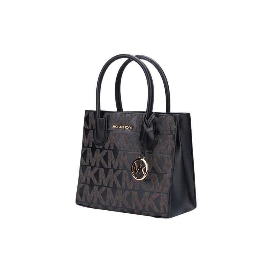 Michael Kors Classic Monogram Print Commuter Date Elegant Leather Small Square Bag Women shoulder bag Brown Black 35F1GM9M2B-BROWN/BLACK