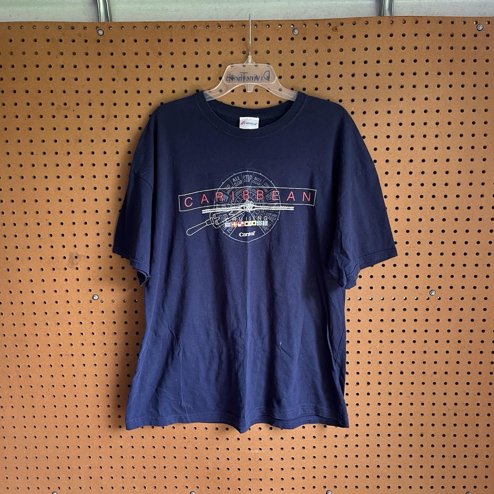 Vintage Carnival Cruise Caribbean Graphic T-Shirt Navy Size XL XL