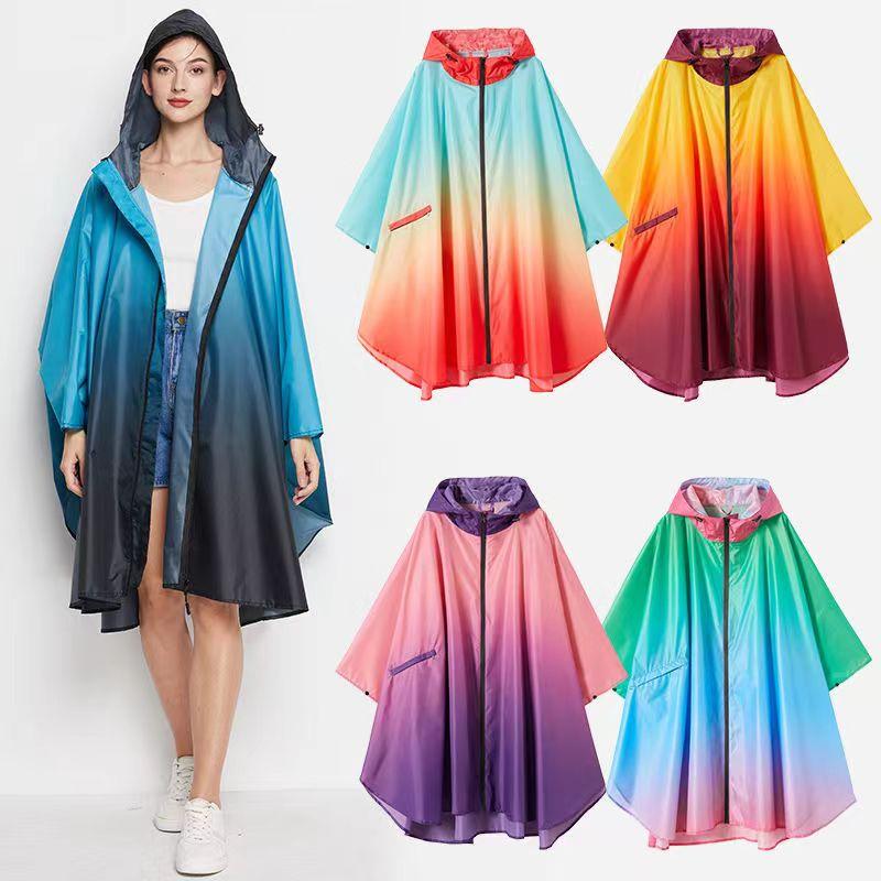 Bunter Damen Biker Regenmantel Leichter Regenmantel Poncho Herren Wasserdichter Umhang Regenmäntel Erwachsener Farbverlauf Motorrad Regenbekleidung