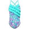 Girls' Long-Sleeve Mermaid One-Piece Swimsuit - Quick-Dry, Sun Protection
