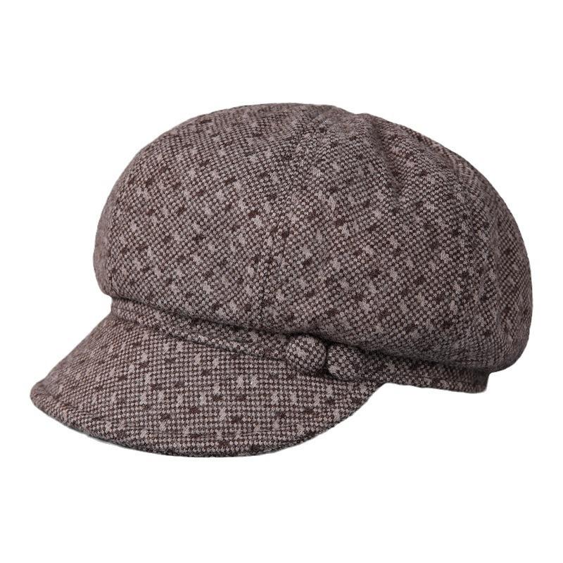 Winter Hat Ladies Beret Mom Plush Woolen Cap Autumn Warm Octagonal Winter Hat