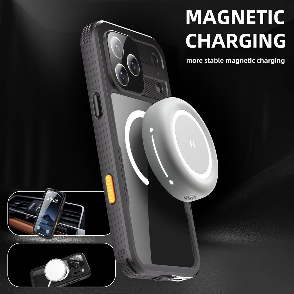 Shellbox Magnetyczne Wstrząsoodporne Pyłoszczelne Wodoodporne Etui na Telefon IP68 dla Apple 17Promax/ 17Pro /Air / 17 - Trwała Ochronna Pokrywa