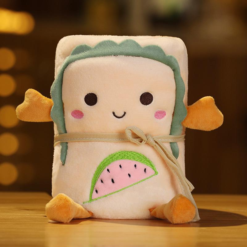 Cartoon Toast Plush Blanket - Soft Flannel, Foldable for Office Naps or Air Conditioning, Ideal for Single Person. 90x115 cm