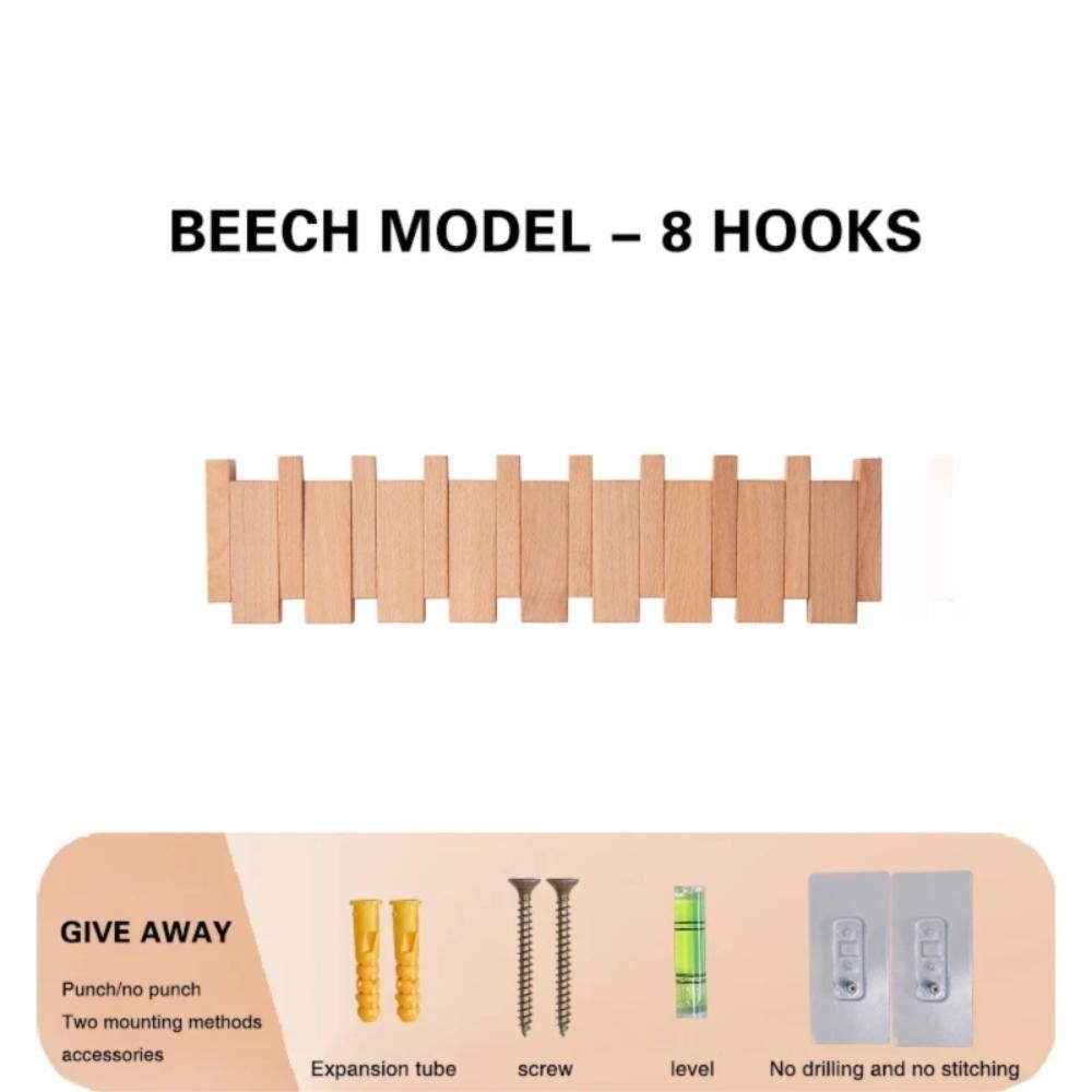 Wall Mounted Wood Coat Racks Piano Key Shaped Hats Organizer Creative Clothes Hook Keys