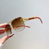 Luxury Brand Designer Square Rimless Leopard Head Sunglasses Women For Men  Fashion Vintage Trendy Sun Glasses Shades Uv400