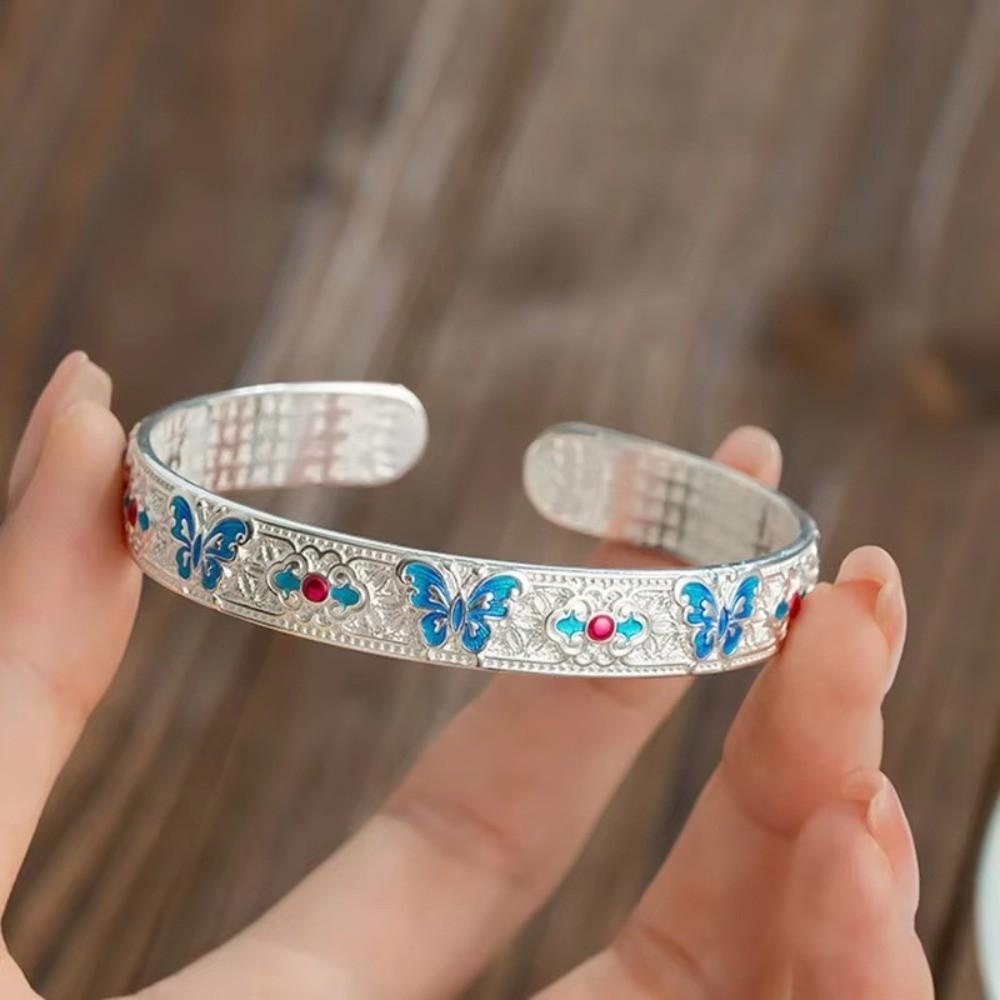 Classic Enamel Bracelet Ethnic Style Chinese Cloisonne Bracelet Vintage Women's Hand Bracelet Gift