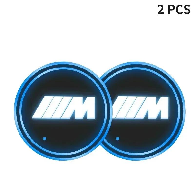 

2pcs LED Car Luminous Coaster Cup Holder Anti-slip Mat For BMW 7 6 5 3 GT 1Series X5 X6 M E70 E71 E90 E93 F30 F10 E92 E60 E87
