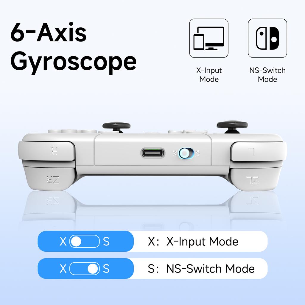 AceGamer Wireless Pocket Controller for Switch/Switch2/Android/iOS/PC/Steamdeck Bluetooth Gamepad with 6-axis Gyroscope Joystick