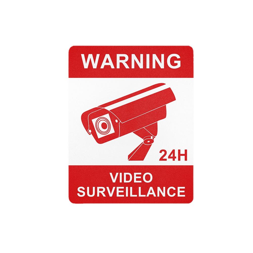 LYKX Výstražné nálepky Dohled Bezpečnostní kamera Alarm Nálepka Nálepka Značky Vodotěsná Matná textura Páska PVC Nálepka,19x15cm