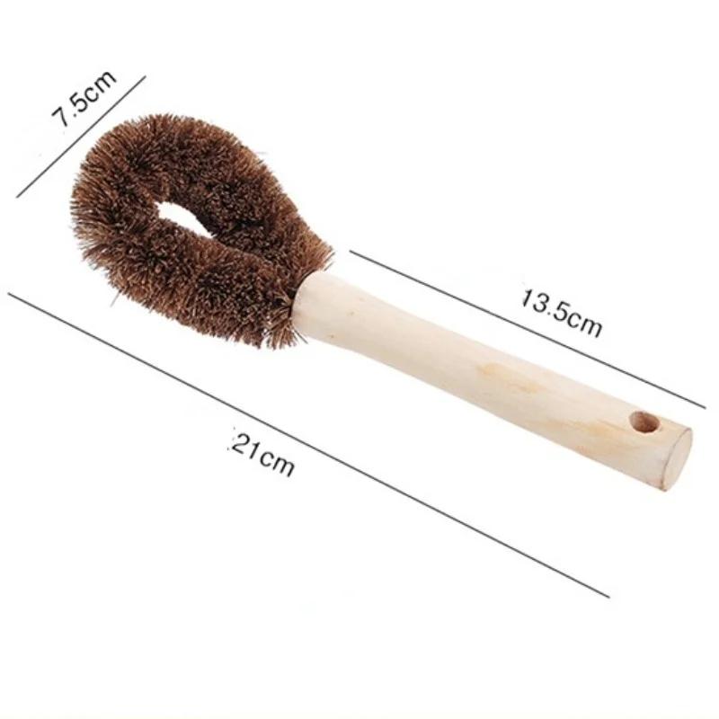 3 Stück/Los Kokospalme Spülbecher Topfbürste Antihaft-Ölpfanne Langer Griff Reinigungs-Schrubbschüssel Artefakt Küchenreinigungswerkzeuge