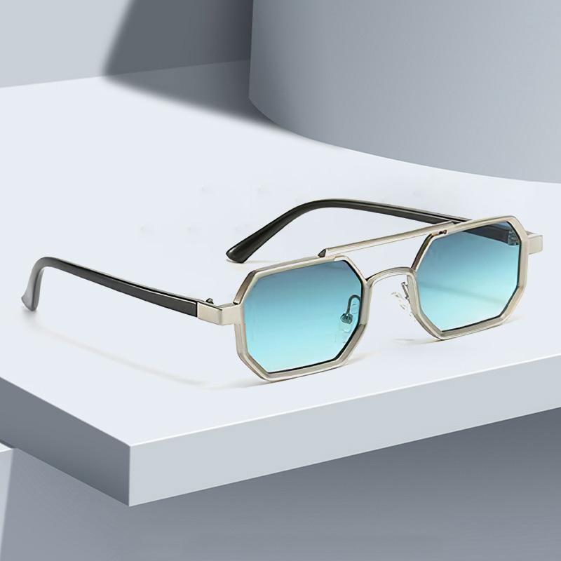 Vintage Sunglasses For Women Fashionable Octagonal Golden Frame Black Lens Glasses With Slender Metal Strip Glasses Women