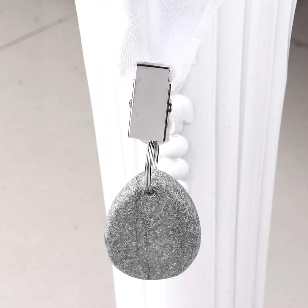 4PCS Tablecloth Weights Outdoor Table Cloth Weights Teardrop Shape Pendant Stones with Metal Clips Marble Table Cover Weights