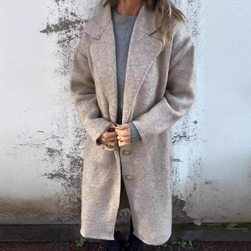 New Women's Autumn and Winter Lapel Long Sleeve Casual Wool Jacket