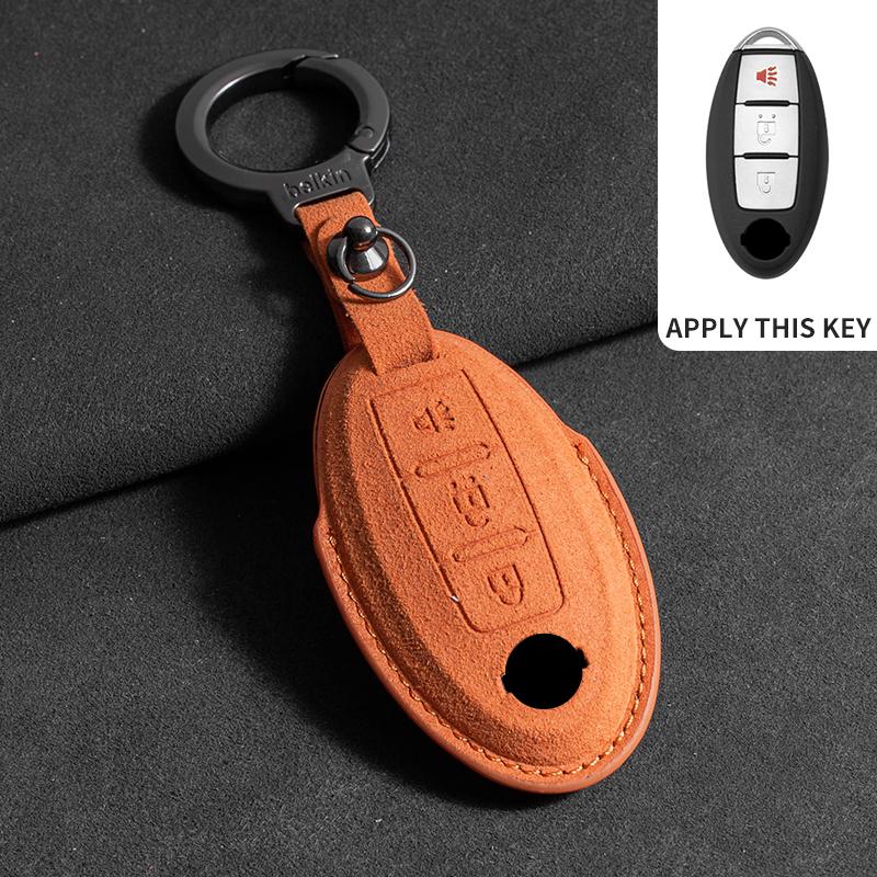 Suede Car Key Case For Nissan Rogue XTrail T32 T31 Qashqai J11 J10 Kicks Tiida Pathfinder Murano Juke Sentra Maxima Rogue Armada
