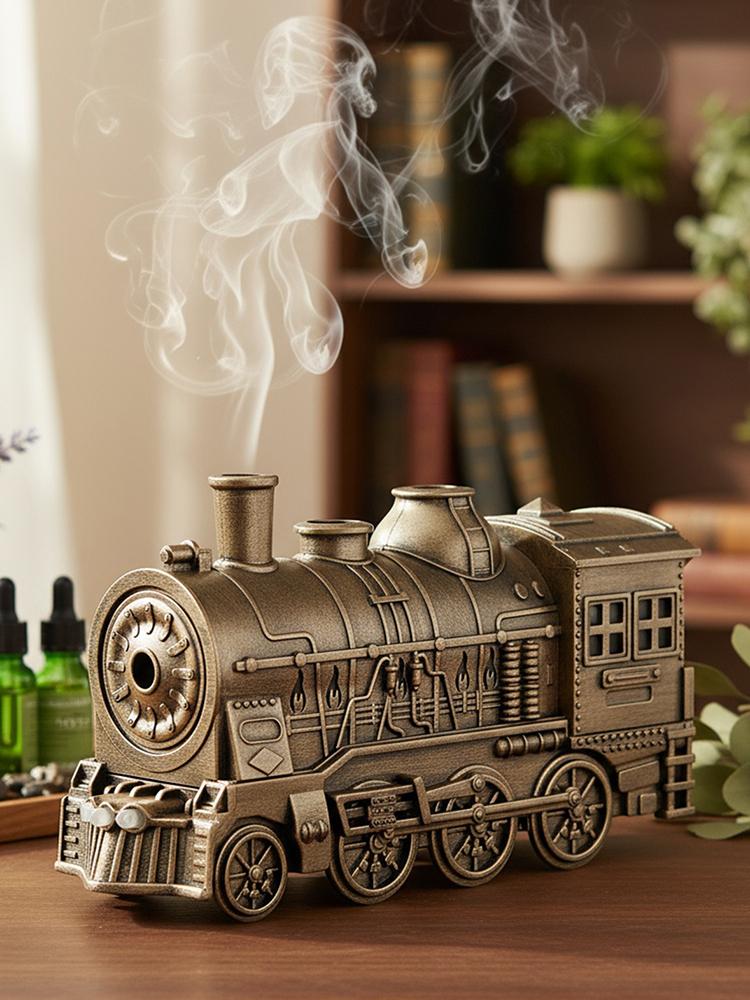 300ML Vintage Steam Train Air Diffuser Humidifier with 2-Color LED Light Cool Mist Humidifier with Remote Control Aroma Diffuser