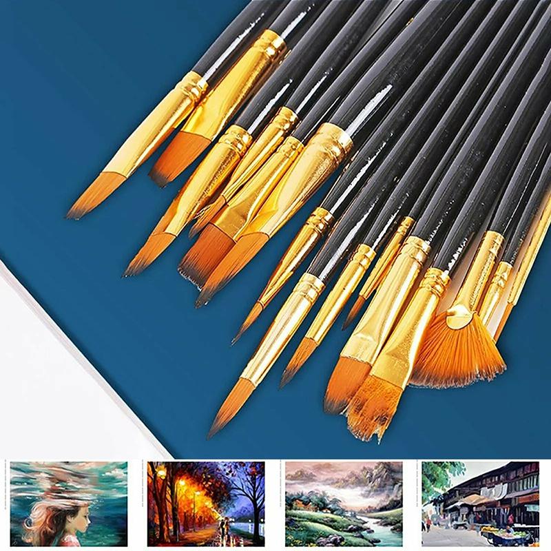 15pcs Artist Painting Brushes Set Watercolour Acrylic Oil Drawing Brush Pen