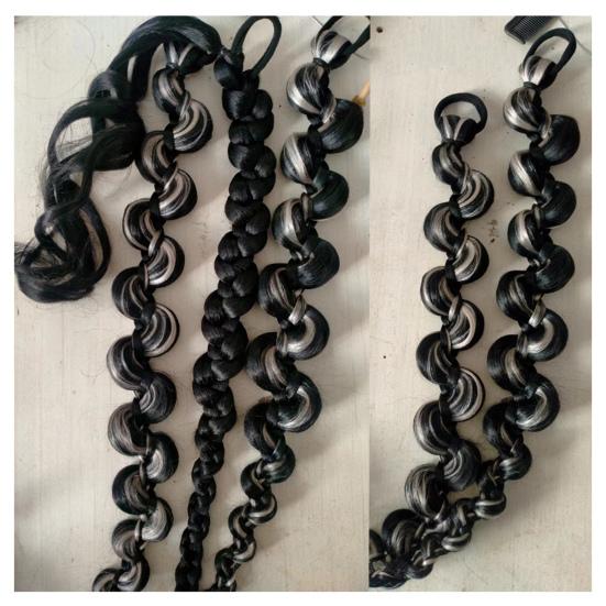 Braid Wig Smooth Realistic Natural Elastic Hair Rope Soft Hairs Styling Comfortable To Wear African Dirty Braid Long Ponytail Wig Girl Supply