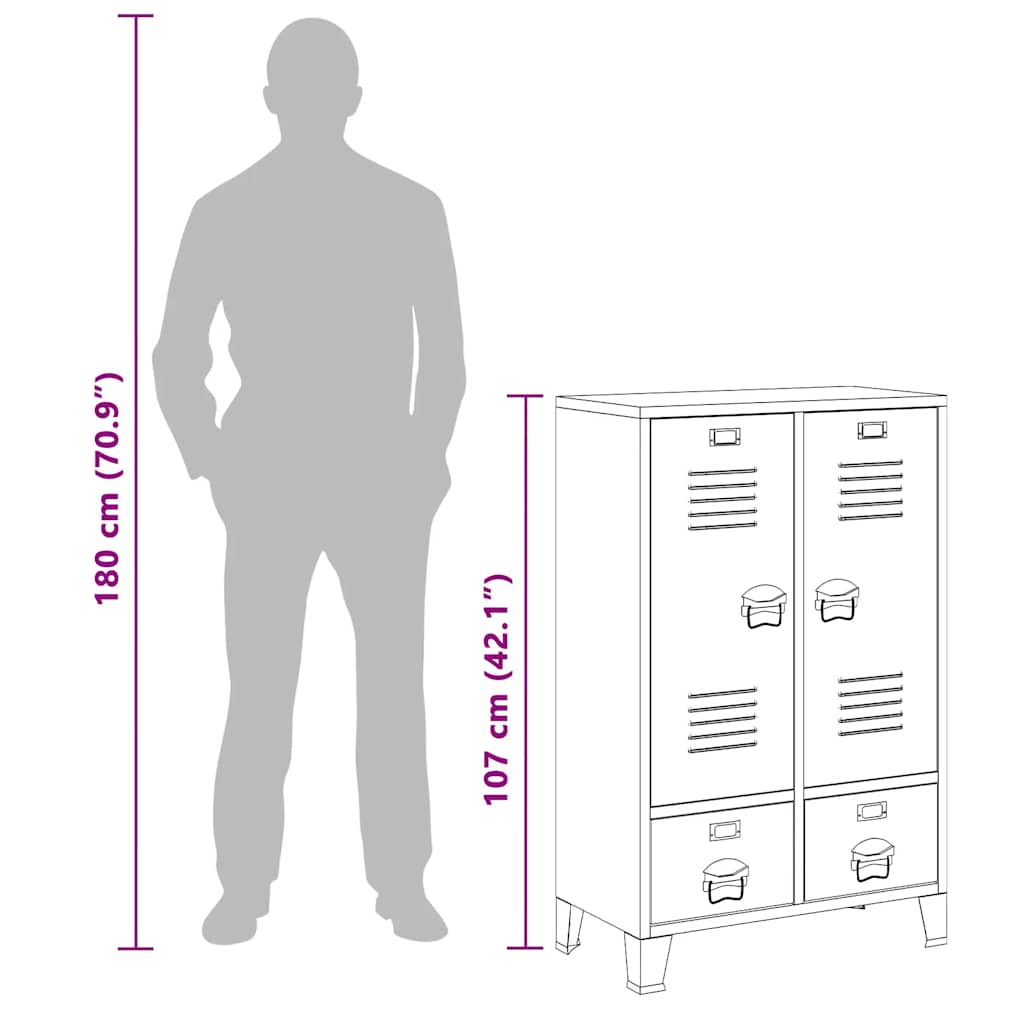 Industrial Style Wardrobe Anthracite 67 X 35 X 107 Cm Steel