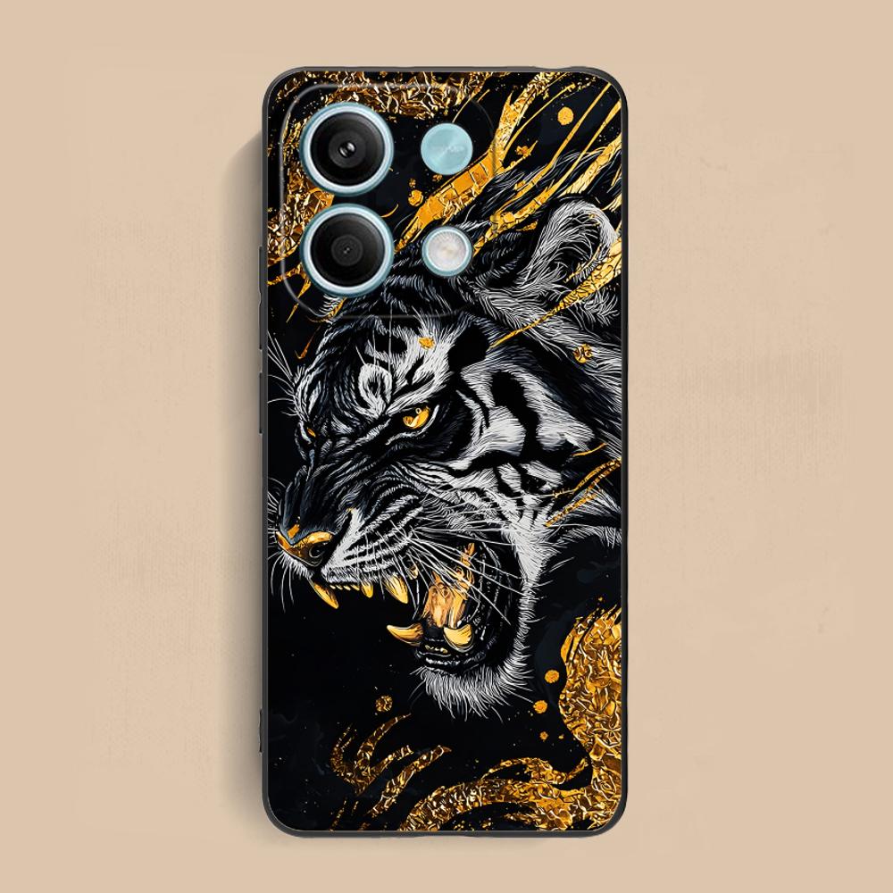Tiger Neon Mobile Cell Phone Case for Xiaomi Redmi Note 14 13 12 11 S Pro Plus 4G 5G Colorful Printing Cover Pretty Cover Luxury