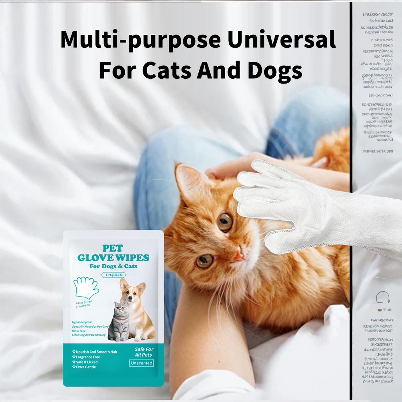 Disposable Pet No-Rinse Gloves Single Pack Dog Dry Cleaning Wipes one size