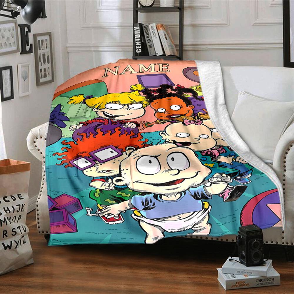 Custom Name Rugrats Theme Printed Blanket - Perfect for Couch, Bed, Travel & Outdoor Use | Machine Washable, Cozy & Durable.