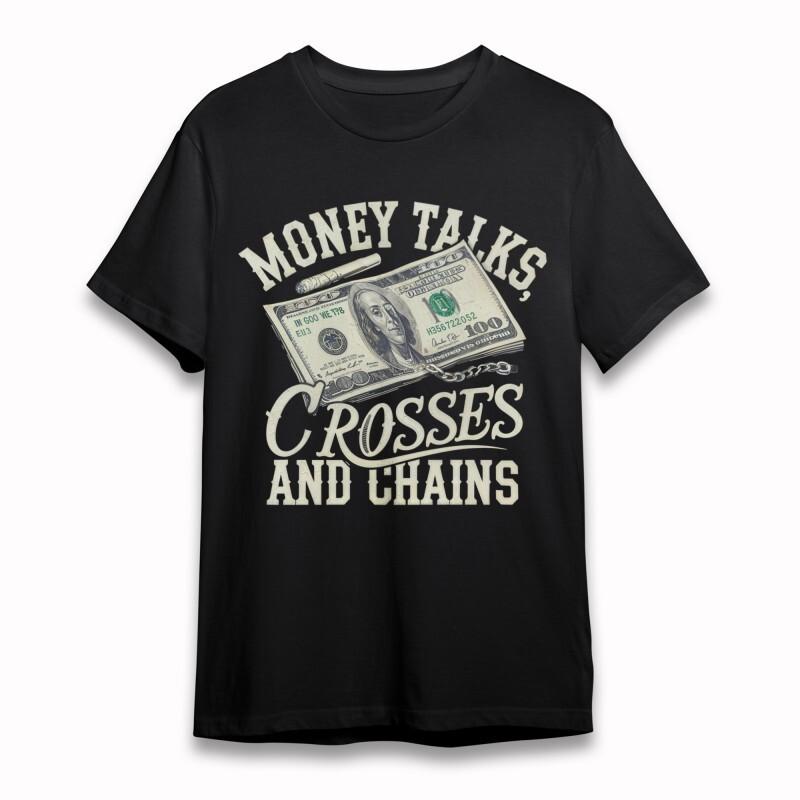 

Men s T-shirt With 100 Dollar Bill Design Graphic Unisex Black 100% Cotton Tee 3XL