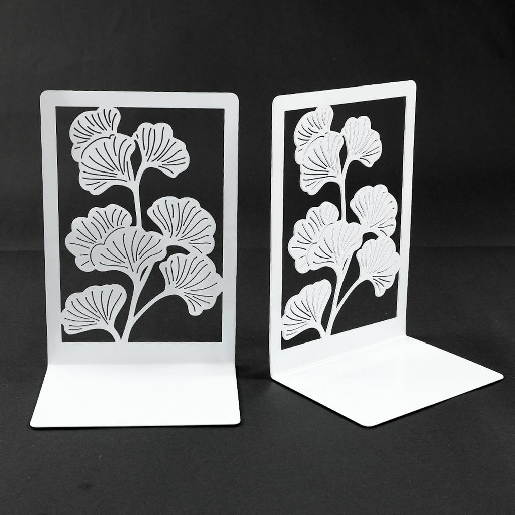 2Pcs Book Ends for Shelves Hollowed Leaf Metal Bookends Heavy Duty Book End Decorative Book Stoppers for Office School
