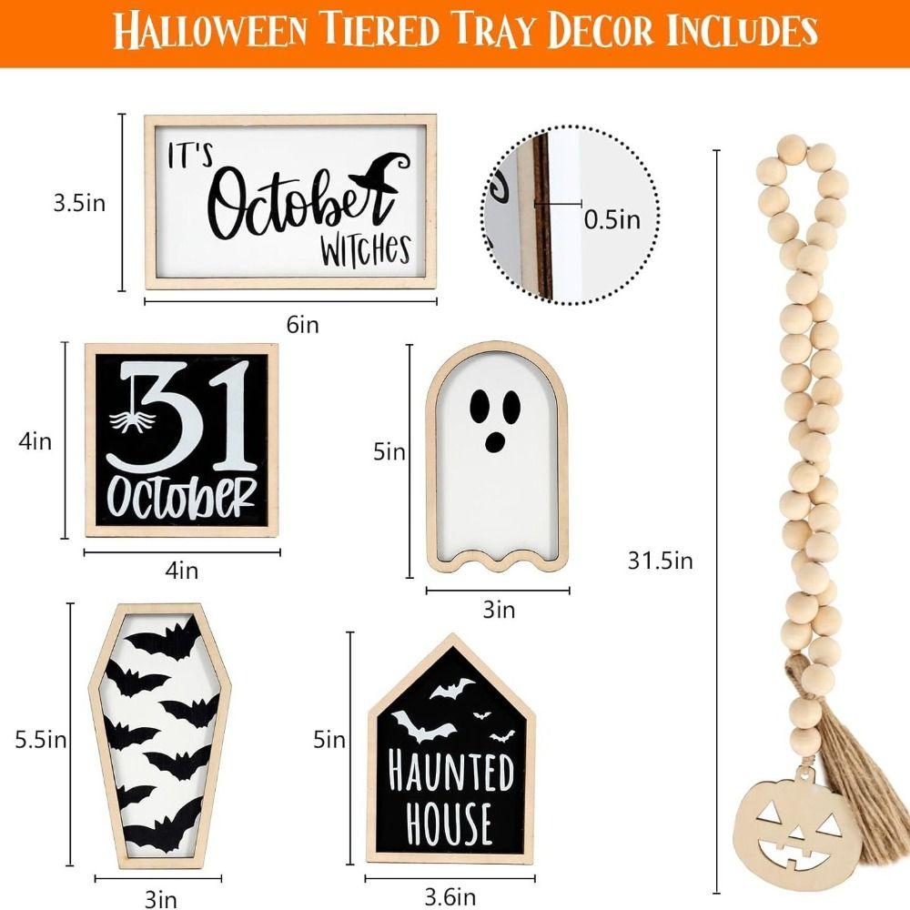 

6PCS Hunt House Halloween Layered Tray Decorations Bat Bloodcurdling Halloween Decor High Quality October 31 Sign