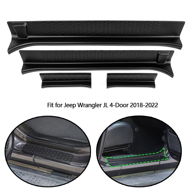 Car Door Sill Guards Fit for Jeep Wrangler JL 4-Door 2018- 4Pcs Car Door Sill Entry Guards