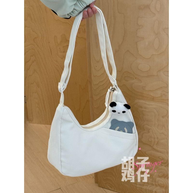 

Японская простая универсальная сумка милого кремового цвета женская K-стиль большая вместимость сумка через плечо молодой взрослый студент на плечо Pearl White