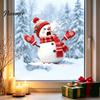 Reusable Winter Scene Decals Christmas Snowman Static Window Cling, Funny Sticker, Easy Apply Glass Cling Xmas Decal for Home Shop Holiday Decor