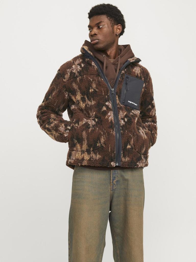 Demi-season Jacket Jack & Jones Jorvesterbro Teddy Jacket Aw24 Noos Short Jacket Chocolate Lab Aop