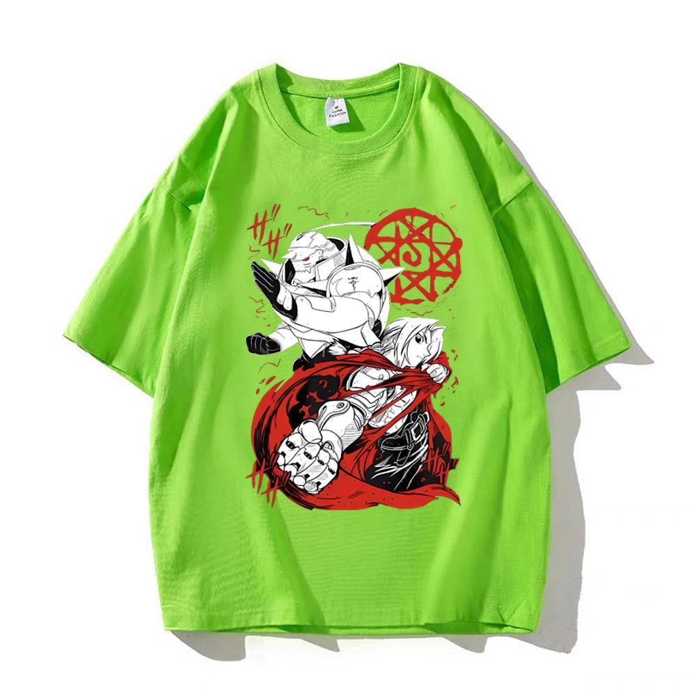 Fullmetal Alchemist T-Shirt Men High Quality Cotton Brotherhood Alphonse Elric Black Shirt Tee Graphic T Shirts Y2k Top Clothing