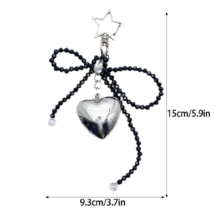 Beautiful Heart Keychain Charm Elegant Bowknot Keyrings for Fashion Enthusiasts