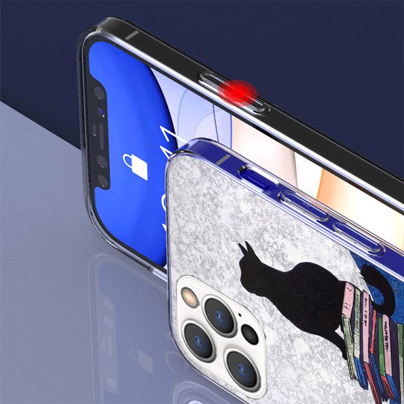 Black Cat Cartoon Cute Phone Case For iPhone 17 Air 16 Pro Max 16E 15 + 14 Plus 11 12 13 Mini 7 8 SE Gift Print Cover Fundas 17