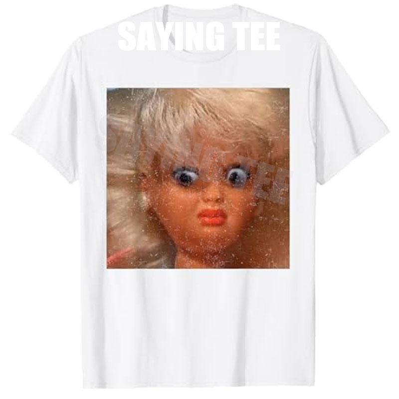 Maglietta Meme Faccia di Bambola Divertente Disgustosa Moda Donna Abbigliamento Estetico Artistico Regalo Originale Cotone Street Manica Corta Camicette