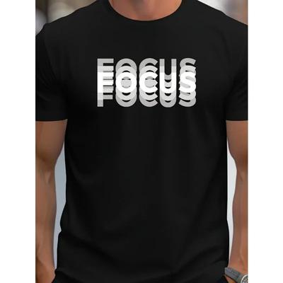 European Sizes Men'S Oversized Black & White Focus Print T-Shirt -  Breathable Loose Fit Round Neck Short Sleeve,  Casual Summer Wear & Street Style