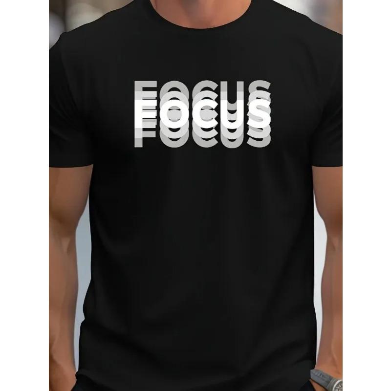 

European sizes Men S Oversized Black & White Focus Print T-Shirt - Breathable Loose Fit Round Neck Short Sleeve, Casual Summer Wear & Street Style 4XL чорний