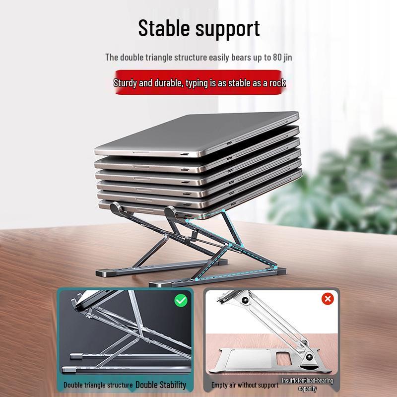 Portable Aluminum Laptop Stand with Double Layer Folding Design and Cooling Feature