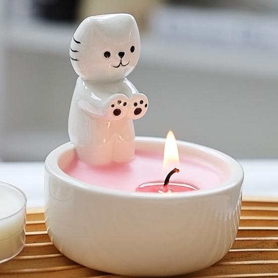 Halloween Ghost Ceramic Candle Holder Gnome Cat Angel Fox Hedgehog Frog Squirrel Candle Stand Candlestick Table Centerpiece Decoration