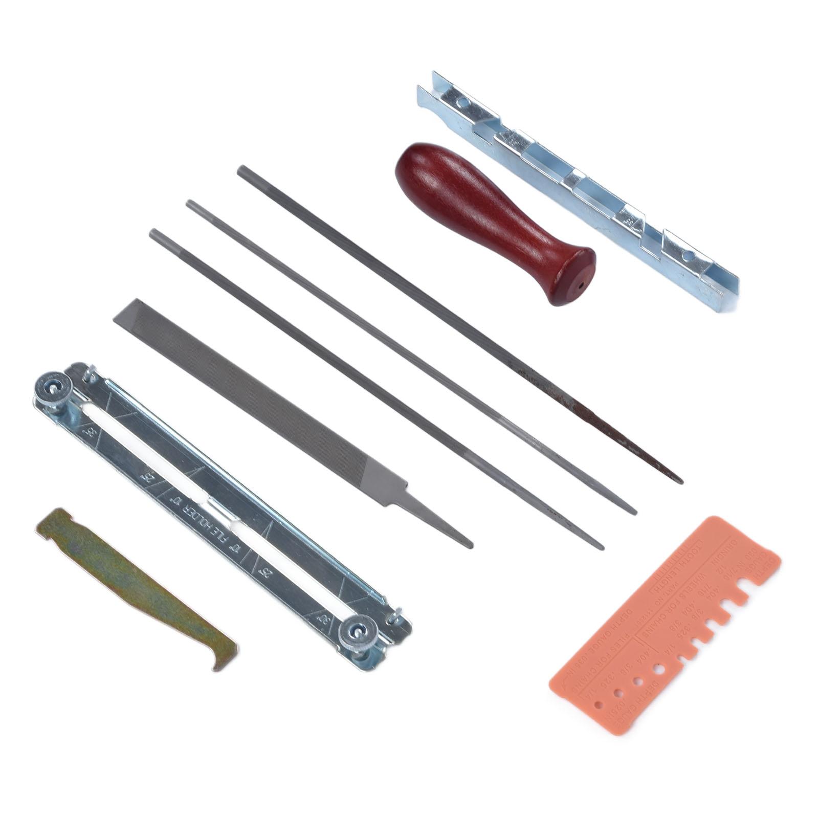 

Набор напильников для заточки цепей бензопилы, 10 шт., инструмент для заточки зубьев цепной пилы, с ручкой и шаблоном