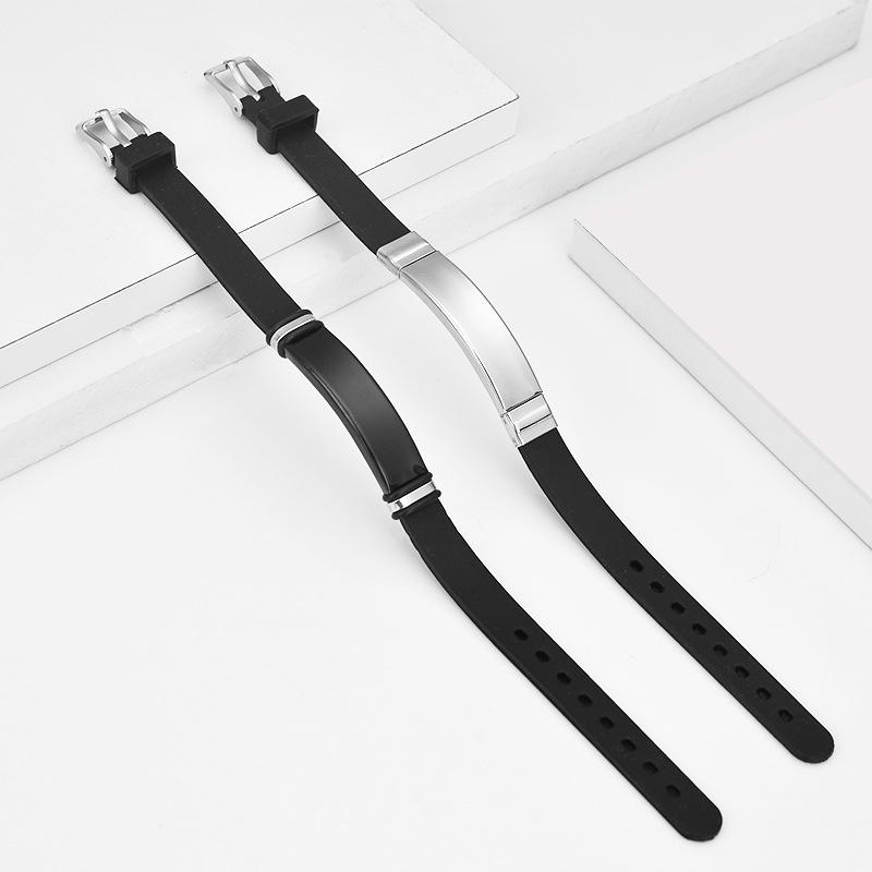 Bracelet étudiant en mode acier titane couple lettrage cadeau d'anniversaire silicone bracelet en acier inoxydable