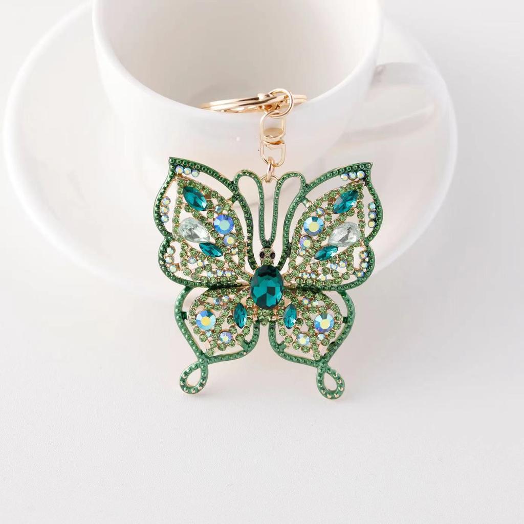 2024 New Creative Butterfly Key Chains Alloy Inlaid with Diamonds Fashionable and Simple KeyChains Car Charms Bag Charm Keyring