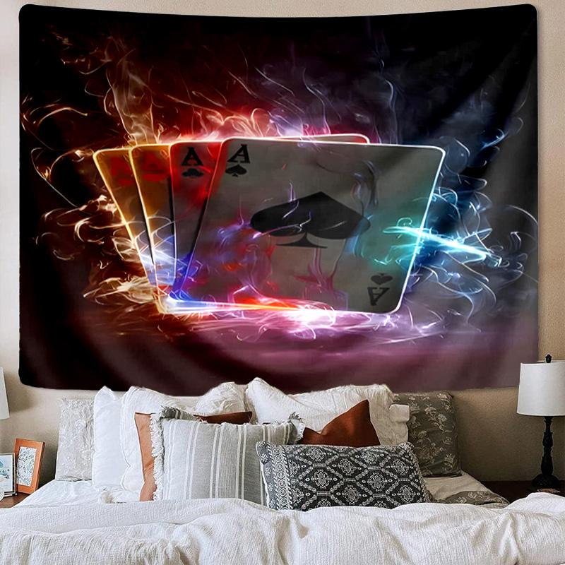 Flaming Poker Cards Tapestry Room Decoration Wall Hanging for Living Room Bedroom, dormitory, Birthday and Christmas gifts