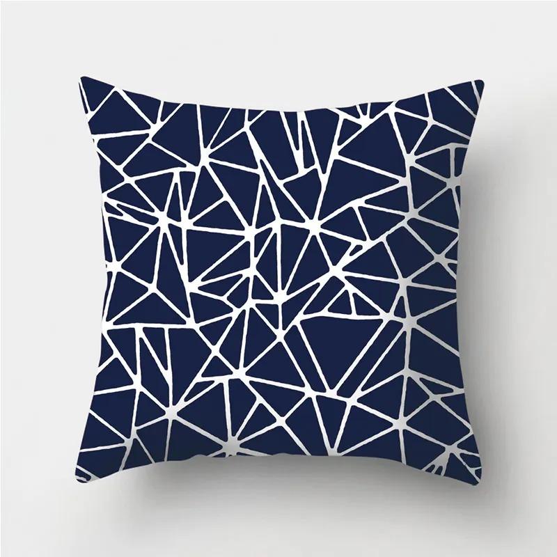 Dark Blue Geometric Pattern Decorative Pillowcase Bedding Home Decoration Cushion Pillowcase